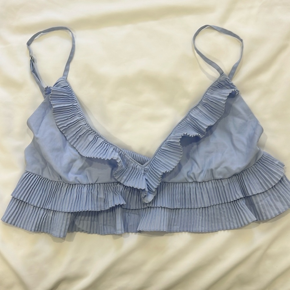 Light purple cropped tank with ruffles